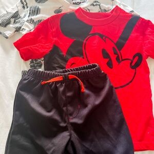 Disney Red and Black Mickey Mouse Kids Matching Set